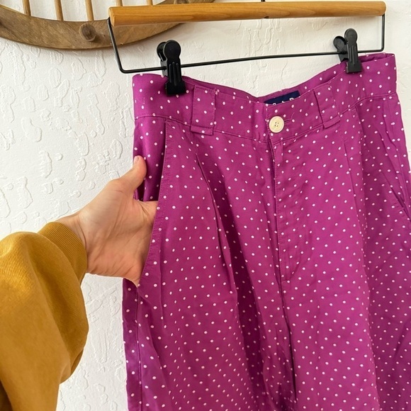 Vintage Gap High Waisted Purple Polka Dot Trouser Shorts Faux Skirt Size 11/12 - Picture 3 of 10